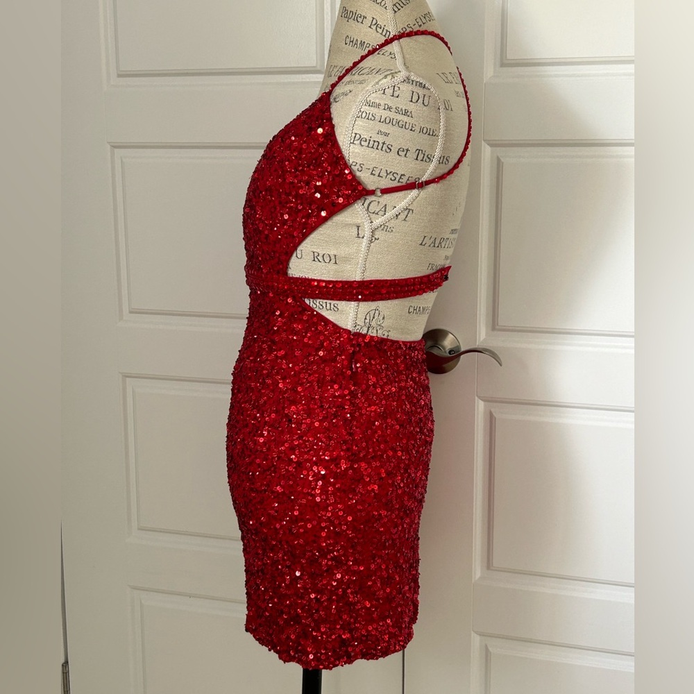 Scala Ruby Red Fully Beaded Evening Cocktail Mini… - image 6